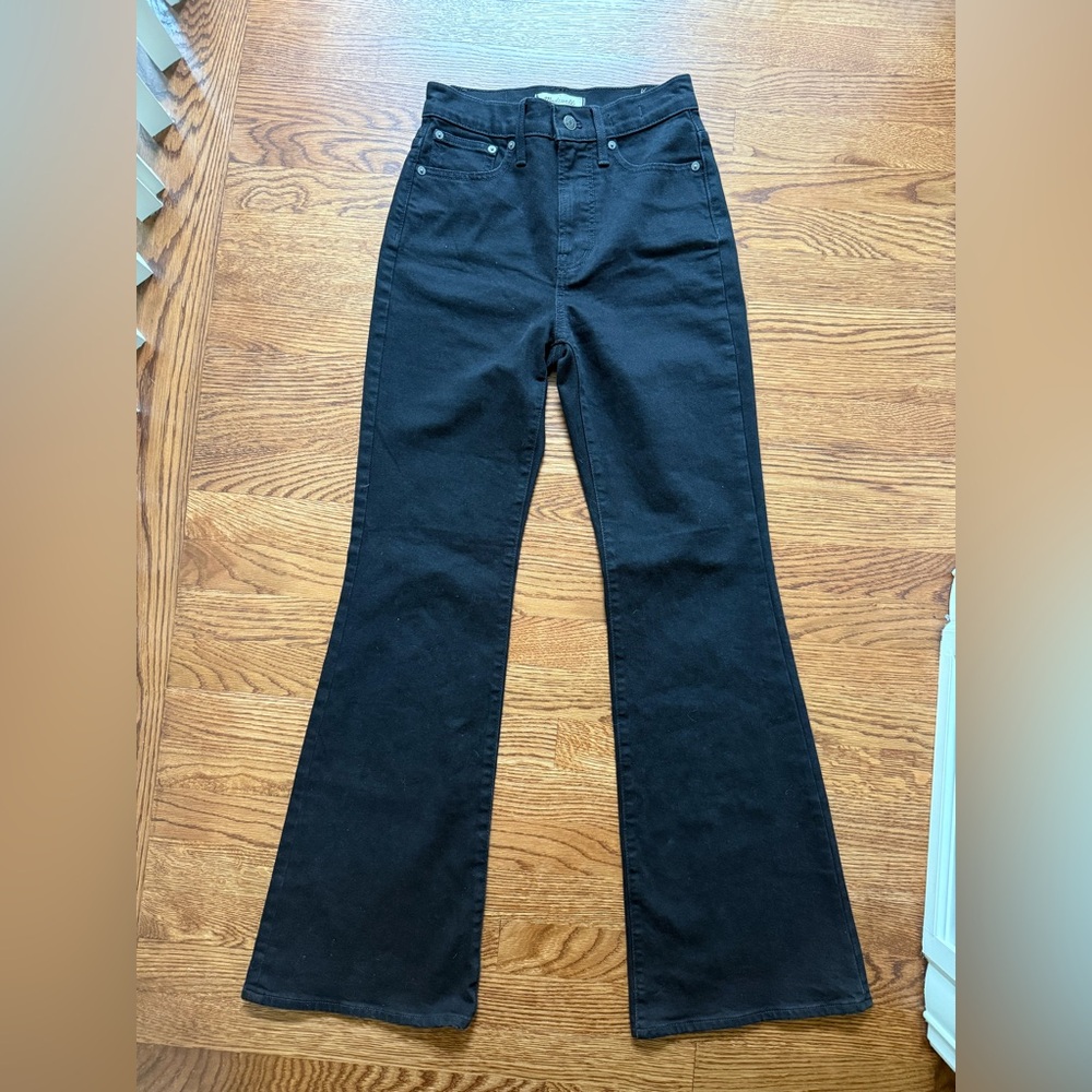 MADEWELL Perfect Vintage Flare Jeans Black Denim Retro High‎ Rise Stretch 24